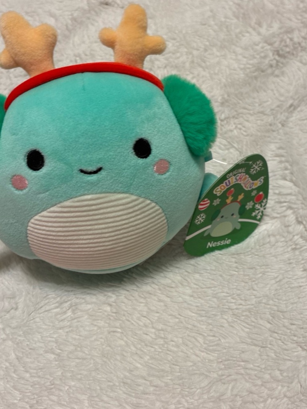 Squishmallows Nessie Plush - Turquoise with Cream and Pink Accents